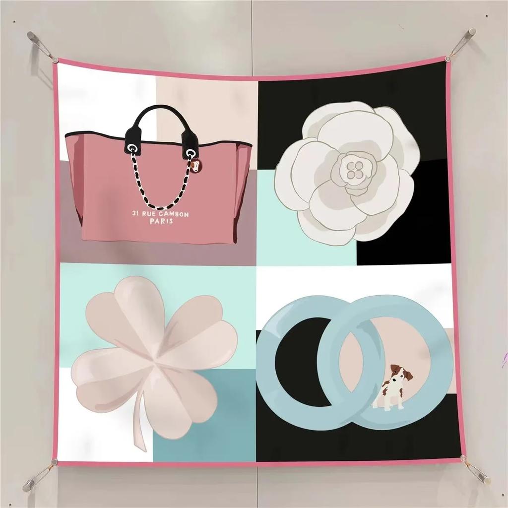VREOVOR New 90cm × 90cm Large Square Scarf Handmade Desktop Printing Machine Right Angle Curled Edge Twill Silk Fashion Trends