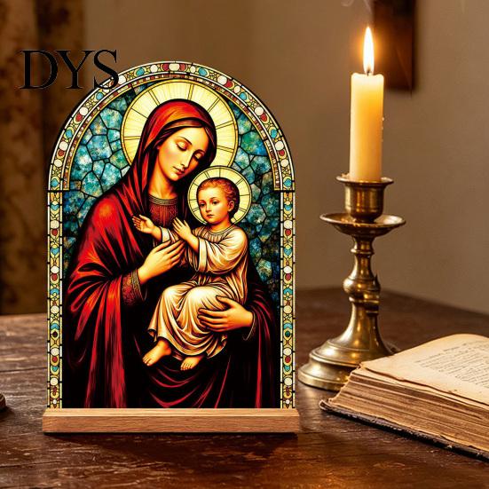 Exquisite Acrylic Table Centerpiece Catholic Statue Ornament, Tabletop Centerpiece, Freestanding Christian Unique Office Desk Accessories Religious