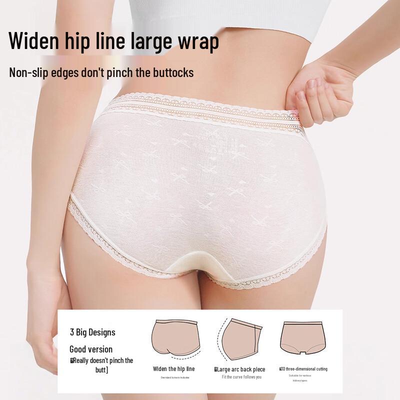 Mao Ren Women's Pure Cotton Antibacterial Lace Briefs