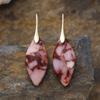 New hot-selling European and American bohemian natural stone leaf pendant earrings retro jewelry
