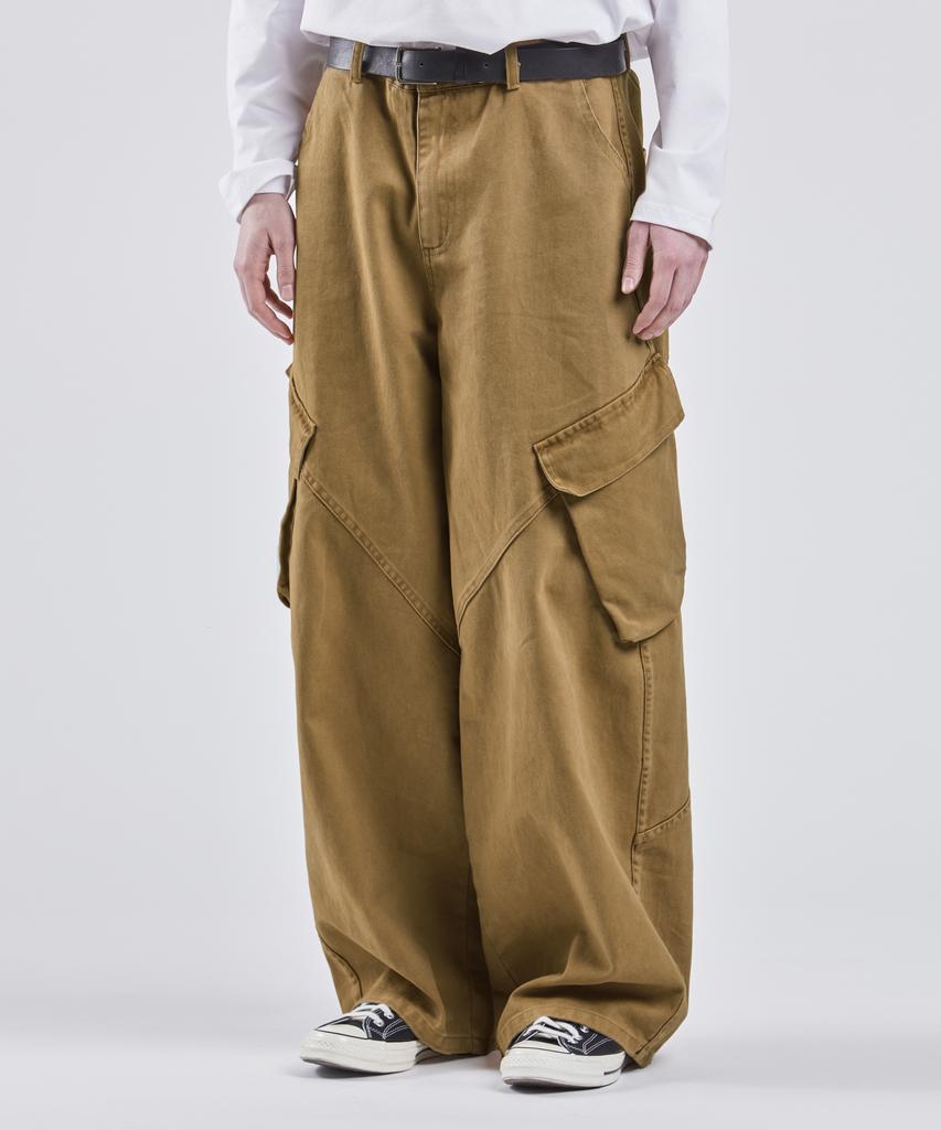 VTWO Washed Wide Cargo Cotton Pants (Khaki)