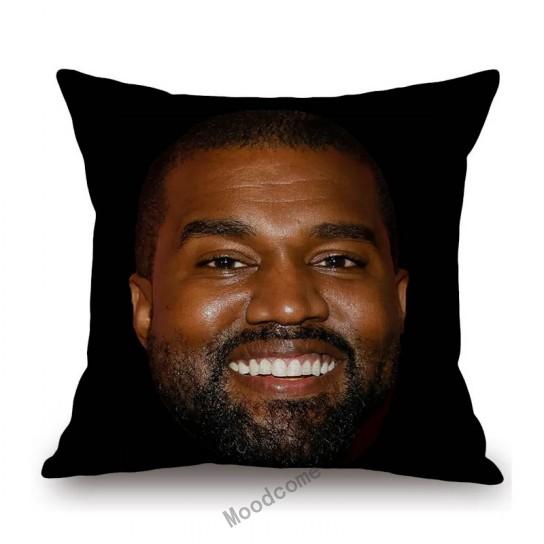 Lovely Funny Kanye West Funny Face Celebrity Portrait Art Hollywood Cotton Linen Sofa Throw Pillow Case Decorative Cushion Cover