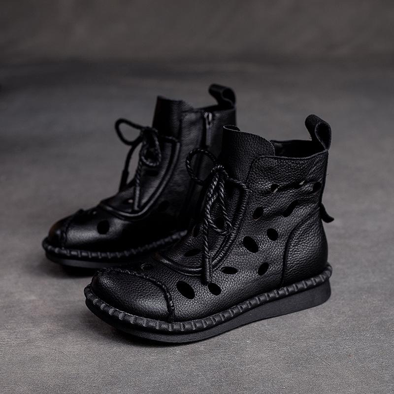 Summer 2023 Women's High-Top Lace-Up Roman Style Sandals - Retro & Versatile Cut-Out Design