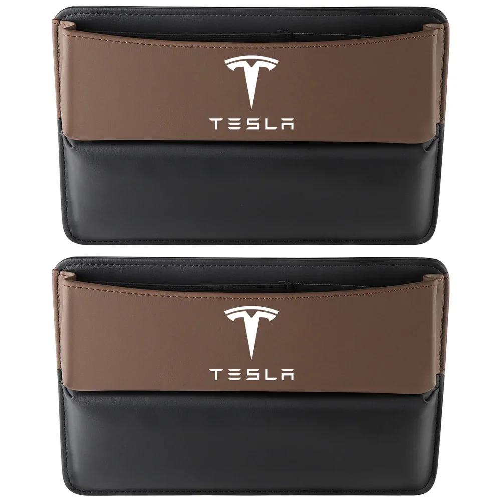 Car Sticker 2025 Hot 1/2Pcs Car Seat Crevice Storage Box Stowing Tidying Tools For Tesla Model 3 Y S X Roadster Juguete SpaceX C