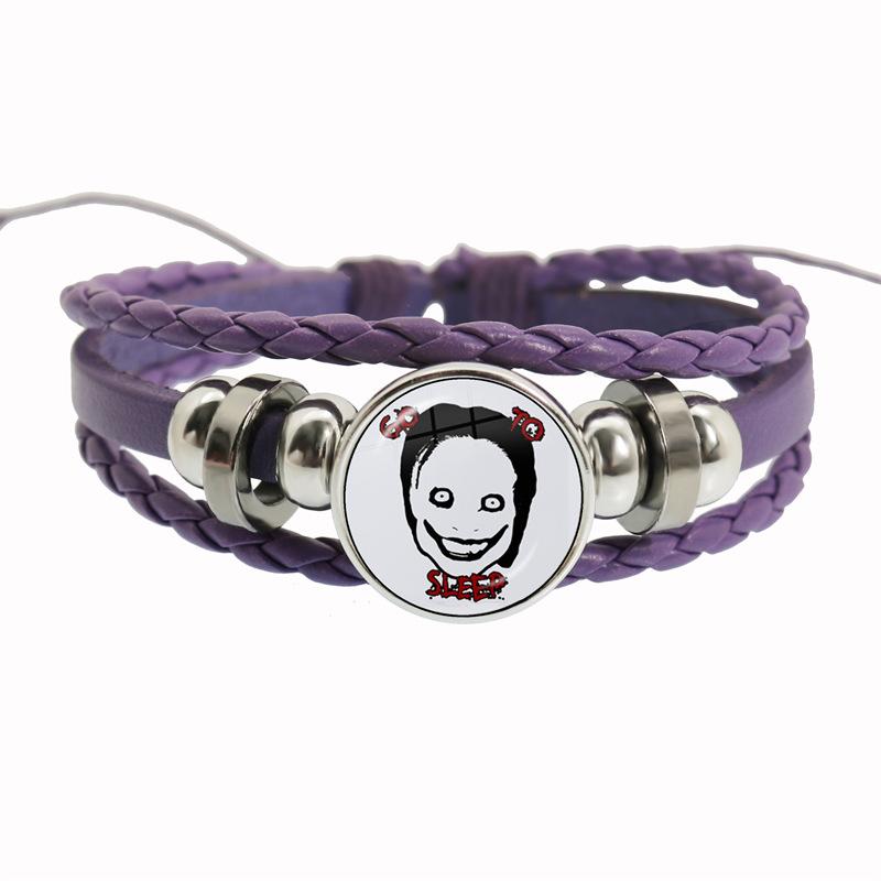 Fashion Accessory Gift For Kids Hot Creepypasta CREEPY PASTA TICCI TOBY Bracelet Glass Leather Bangle JEFF THE KILLER