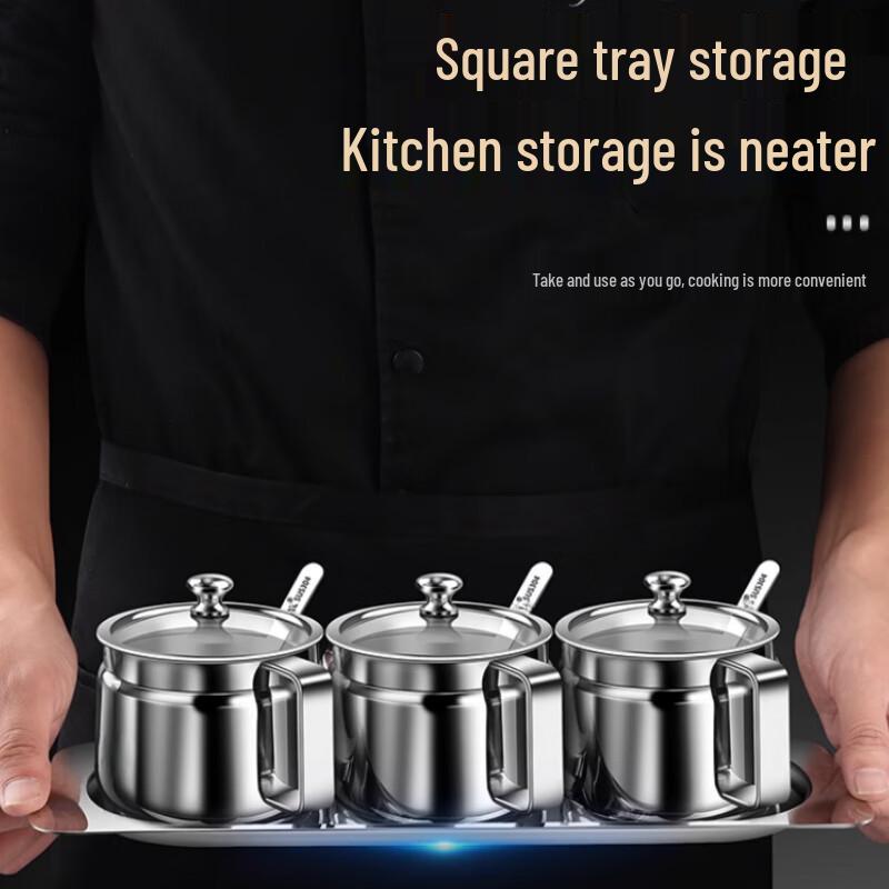 Yingbai 3-Piece 304 Stainless Steel Seasoning Jar Set