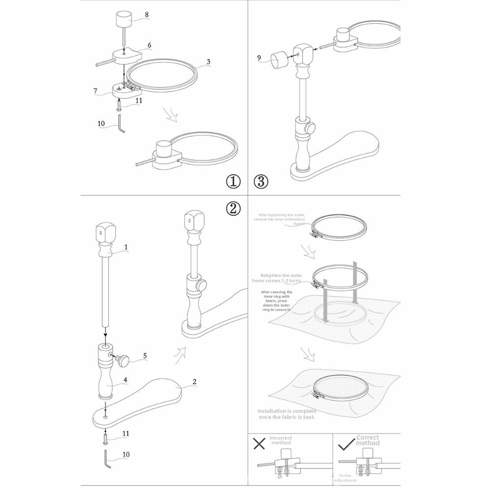 Adjustable Height Extender Embroidery Hoop Stand Cross Stitch Ring Frame For Needlework