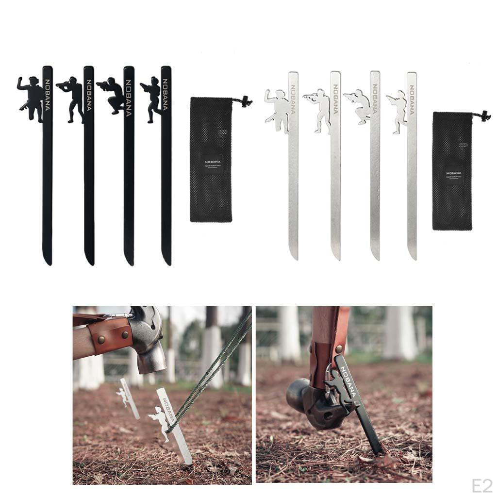 4 Packs Tent Stakes, Heavy Duty Steel Stakes Tarp Pegs Camping for Outdoor