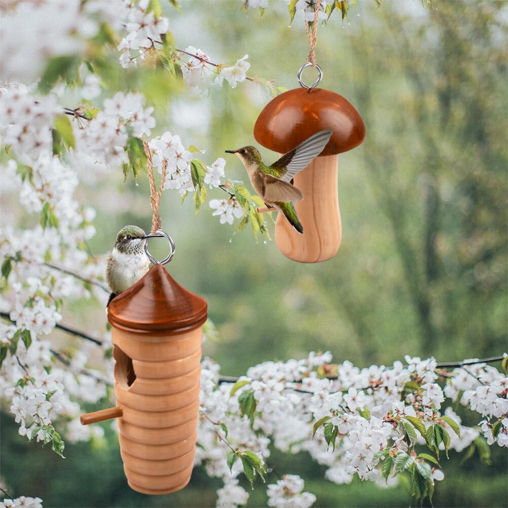 3 Pack Wooden Hummingbird House for Outside Hanging Humming Bird Nest Garden Gifts Window Decoration for Nature Lovers