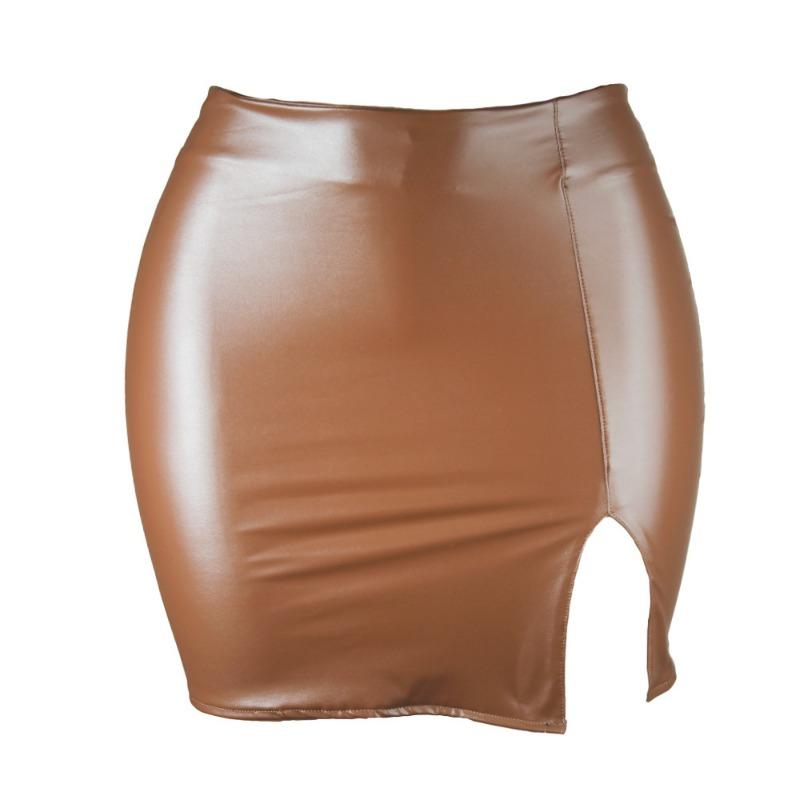 Hohe Gürteltasche Hüfte Kurzen Rock Weiblichen Rock Nachtclub PU Leder Reißverschluss Sexy Schwarz Hübscher Schlank Mode Lederrock