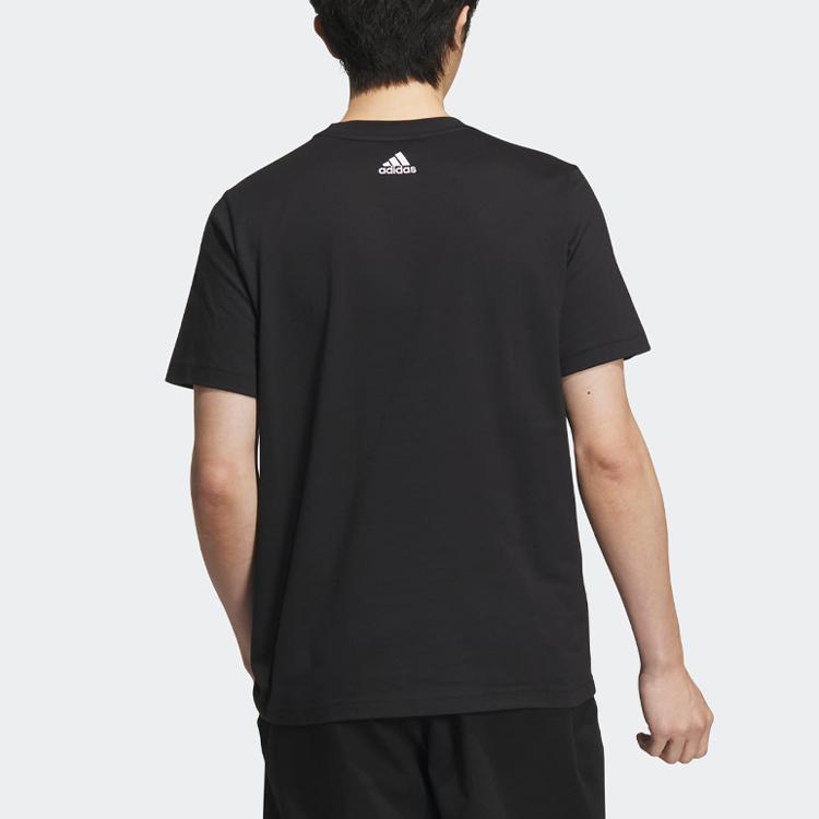 Adidas Graphic Logo Cartoon Print Casual Sports Tee Men Tops Black IA8155