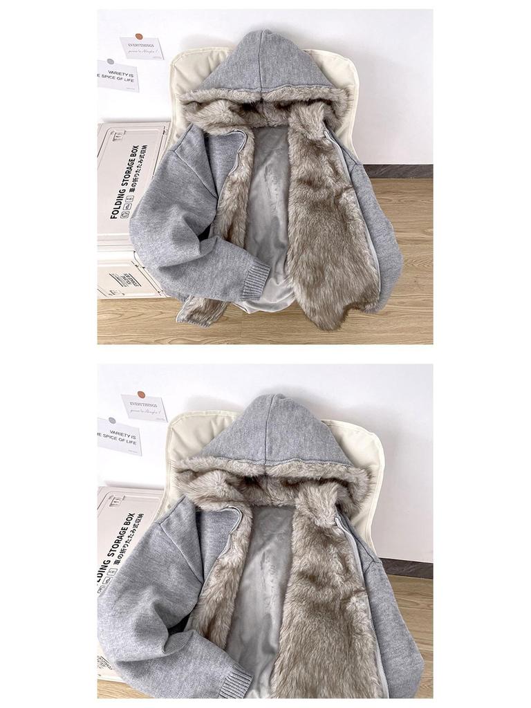 Zuoshan Diao Men's Heavyweight American-Style Cotton Jacket with Fur Collar, Winter Hooded Outerwear, Plus Velvet Thick Sweater.