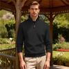 Men's Quarter Zip Pullover Sweater Diamond Jacquard Knit Stand Collar Long Sleeve Casual Sweatshirt For Business & Daily Wear