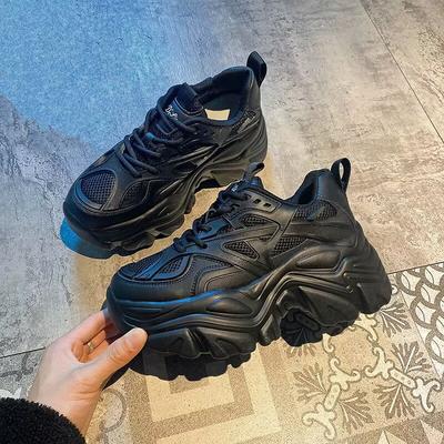 Thick-soled Heightening Sneakers Ins Tide Spring and Autumn Super Fire Port Style Chic Student Muffin Single Shoes