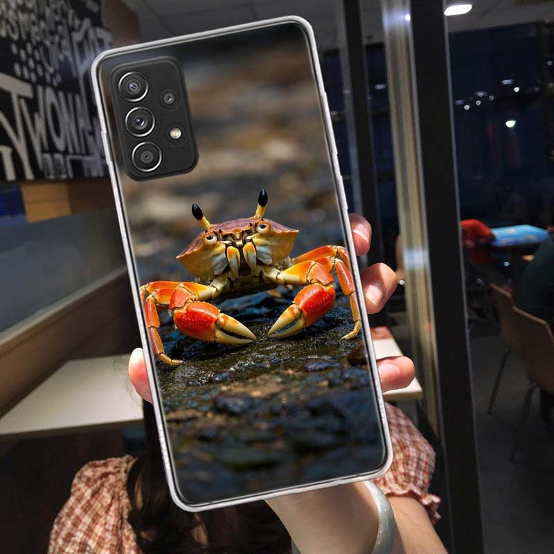 Unique Animal Crab Phone Case for Samsung A54 A57 A37 A17 A14 A15 A12 A24 A34 A55 A35 A25 A52S A07 A05S A04S A22 A32 A72 Galaxy
