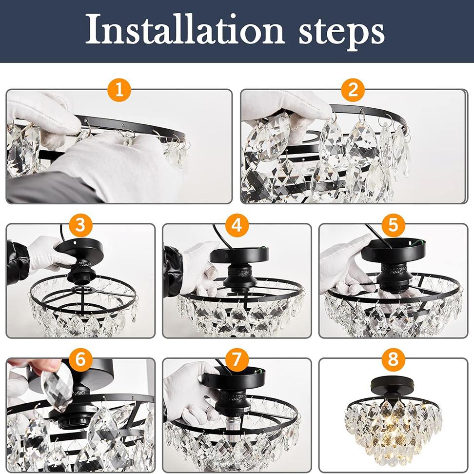 Modern Small Crystal Ceiling Light Fixture Mini Gold Semi Flush Mount Chandelier Light Fixture for Hallway Bedroom Bathroom Closet e27