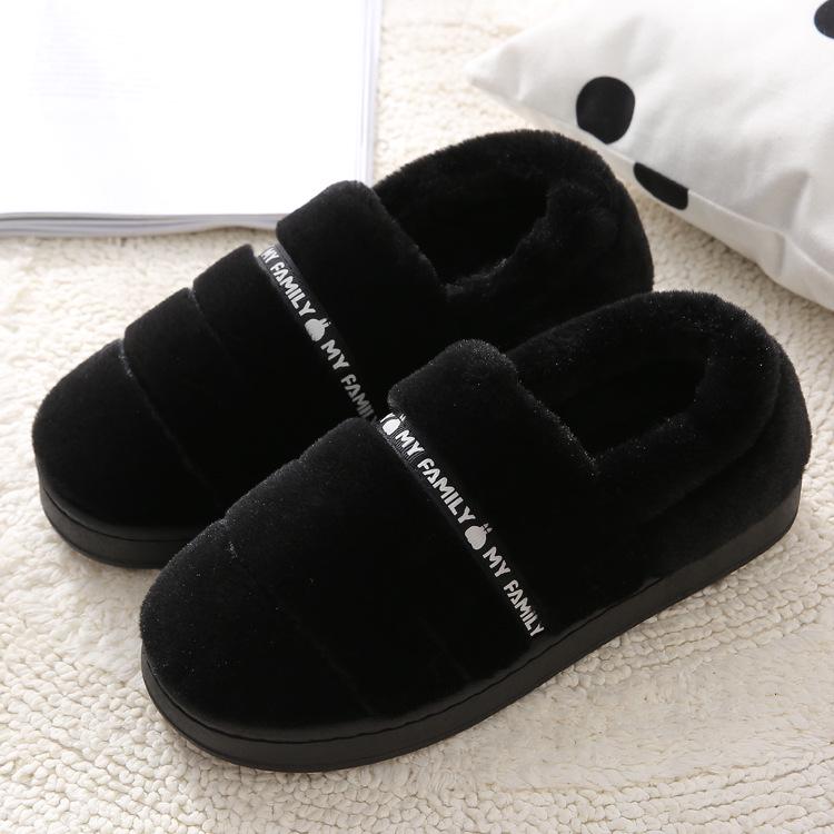 Herbst/Winter Paare Dicke Sohle Warme Baumwollpantoffeln mit Imitat Kaninchenplüsch für Männer & Frauen