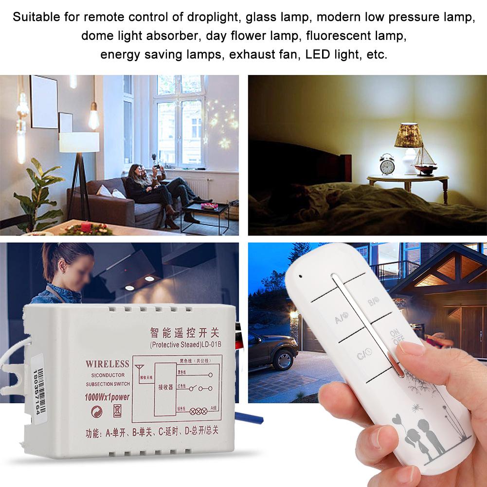 220V 1 CH Lamp Wireless Wall Remote Smart Switch Receiver Remote Control Transmitter
