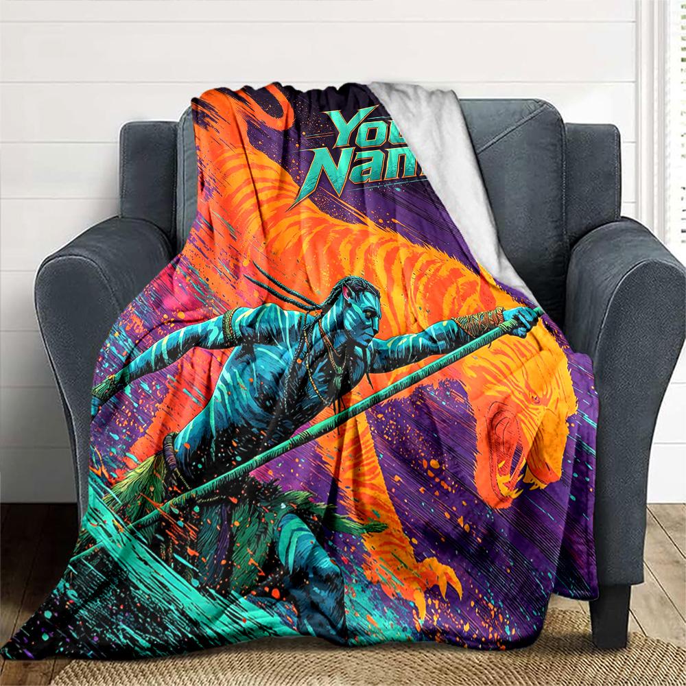Name Custom Avatar Print Flannel Blanket High Quality Warm Comfortable Cover for All Seasons Perfect for Gifts Home Decor
