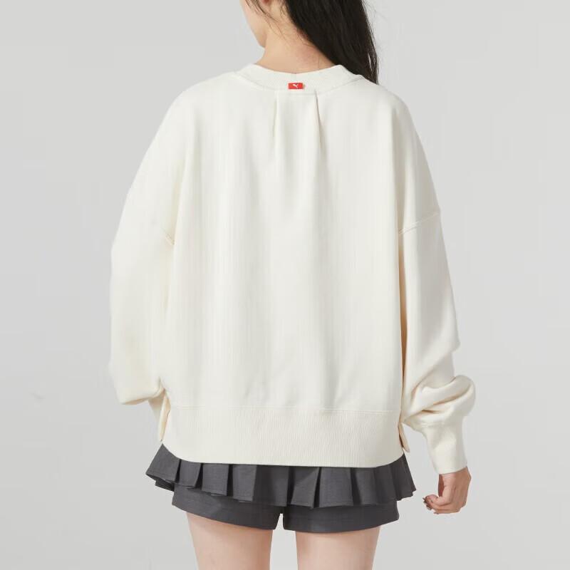 Puma Letter Embroidery Solid Color Casual Round Neck Long Sleeve Sweatshirt Women sweatshirt Off-White 537631-65