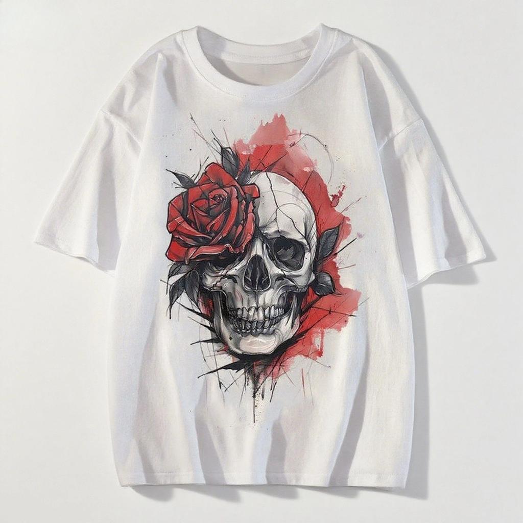 2025 American Devil Style Printed Short-sleeved Summer Casual Fashion Top Crew Neck Cotton Cool Breathable T-shirt