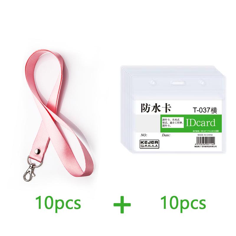 10 Pcs Transparent Badge Holder Neck Strap Set Waterproof ID Card Bag Lobster Hook Rop Lanyard For Employee Access Control Card
