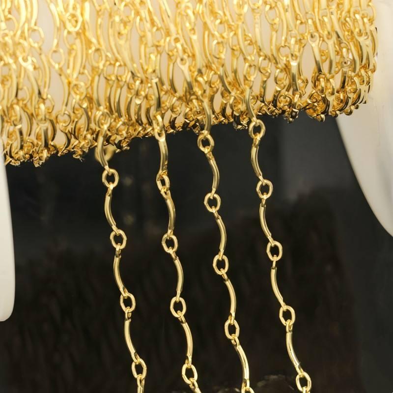 New Permanent Bracelet Elbow Bar Chain Bulk for Jewelry Gold Filled Chain 1.0*8.2mm