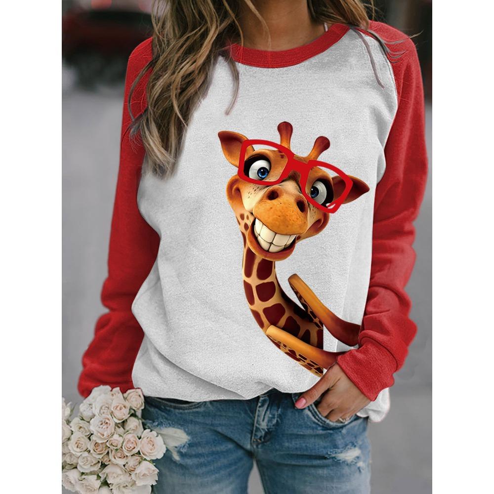 Herbst 3D Tierdruck Sweatshirts Modische Lässige Sport Langarm Damen Sweatshirts