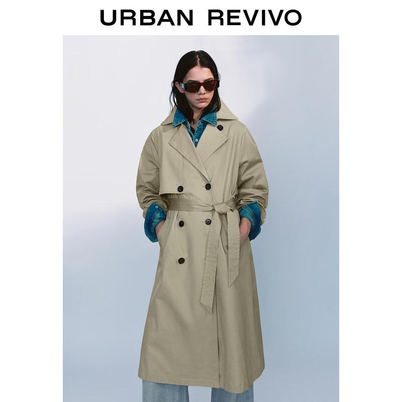 UR 2025 Fall Elegant Double-Breasted Belted Trench Coat