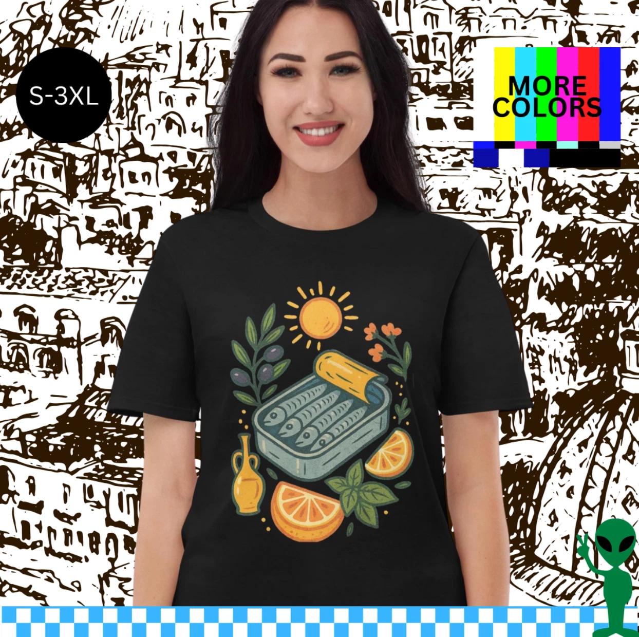 

Sardine Girl Summer T-shirt Funny Mediterranean Foodie Graphic Tee Unisex S-3XL L