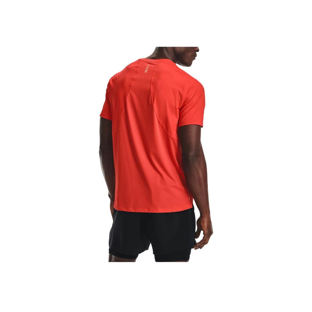 Under Armour Logo Print Solid Color Running Crew Neck Short Sleeve T-Shirt Men Tops Orange 1361928-860