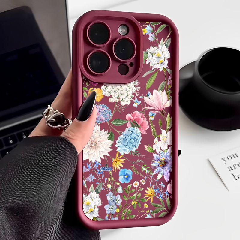 Colorful flowers Phone case For iPhone 16pro  14pro 15 Pro Max 11 12 13 16 14 Plus Silicone Shockproof Case