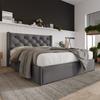 Lit hydraulique - 160x200 cm - Coton gris - Sommier à lattes - Matelas inclus