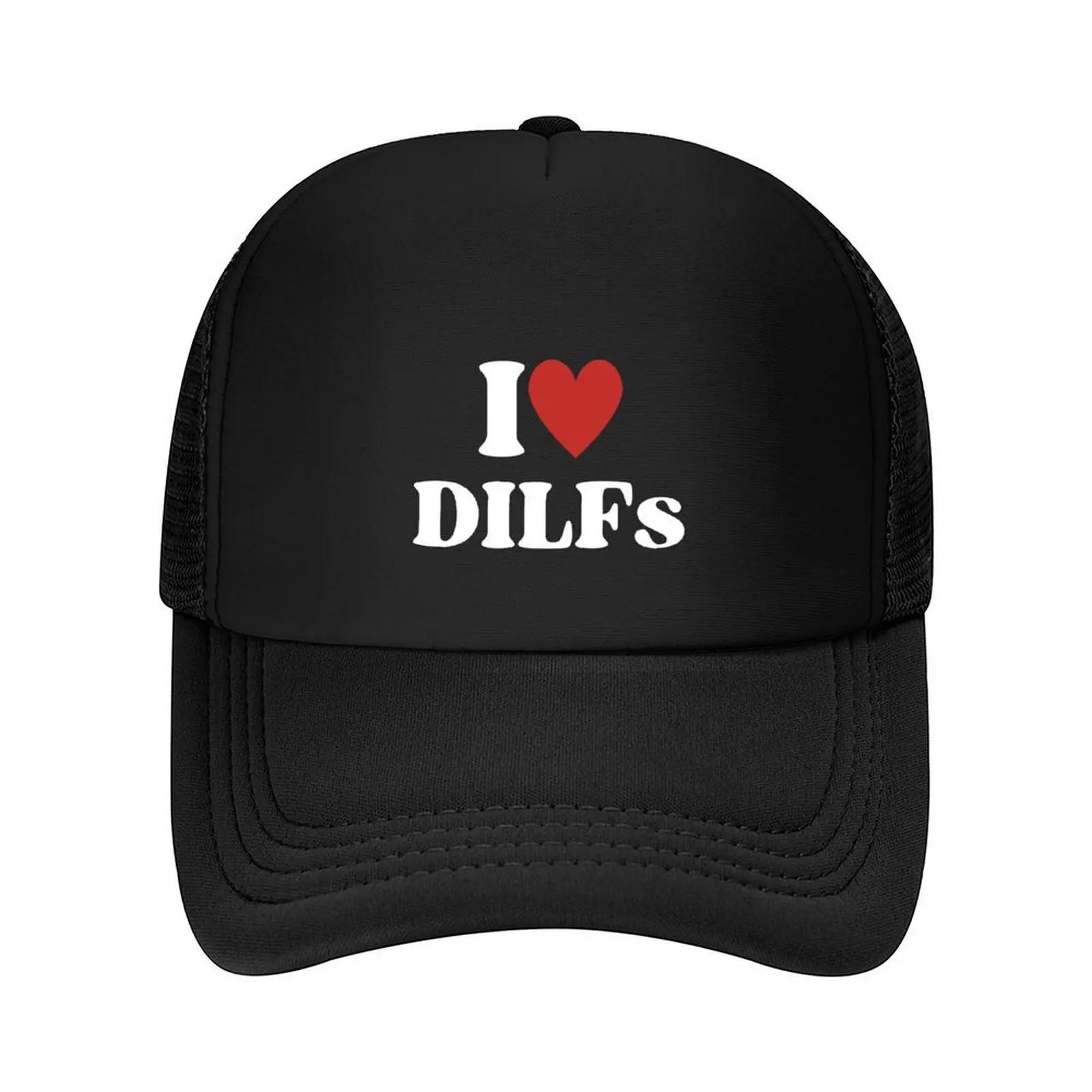 I LOVE HEART DILFs Baseball Cap Beach sailor cap for men Golf Cap Beach Outing Mens Womens