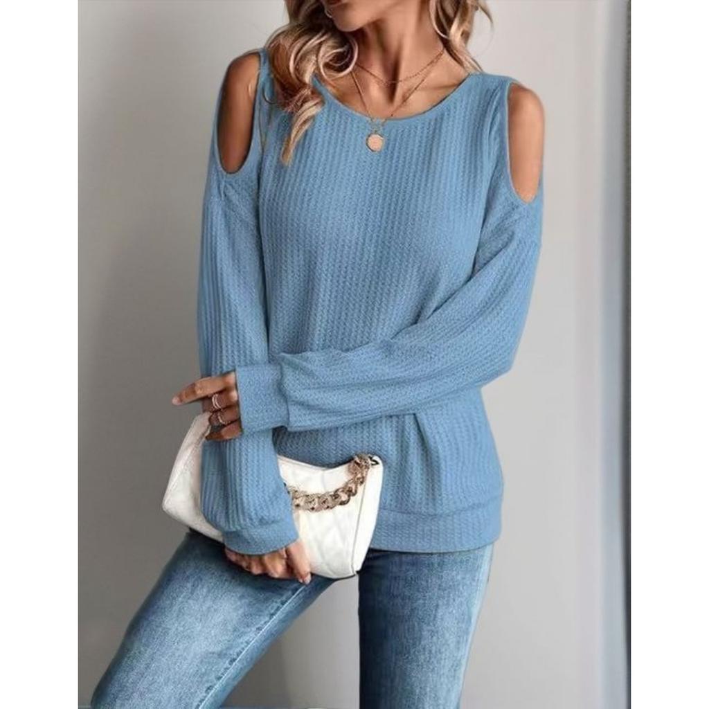 Fall Winter New Women's Off Shoulder Loose Casual Long Sleeve T-shirt Top For European American Cross-border