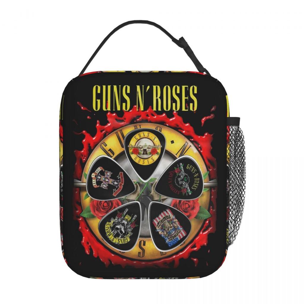 Guns N Roses Band Lunch Bag Retro Lunch Box School Portable Thermal Lunch Bags Graphic Cooler Bag
