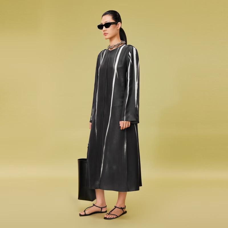 LESS 2024 Spring Printed Silk Midi Dress