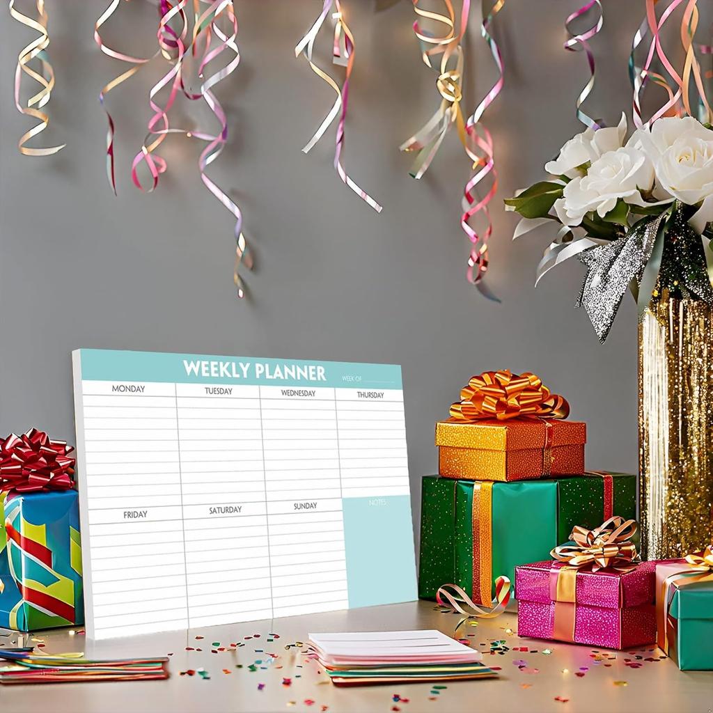 Weekly Planner Notepad - Tear Off Planning Pad with Daily Schedule & Calendar, 52 Sheets, 100gsm Paper, Undated Weekly To Do List Notepad, 10x7 in