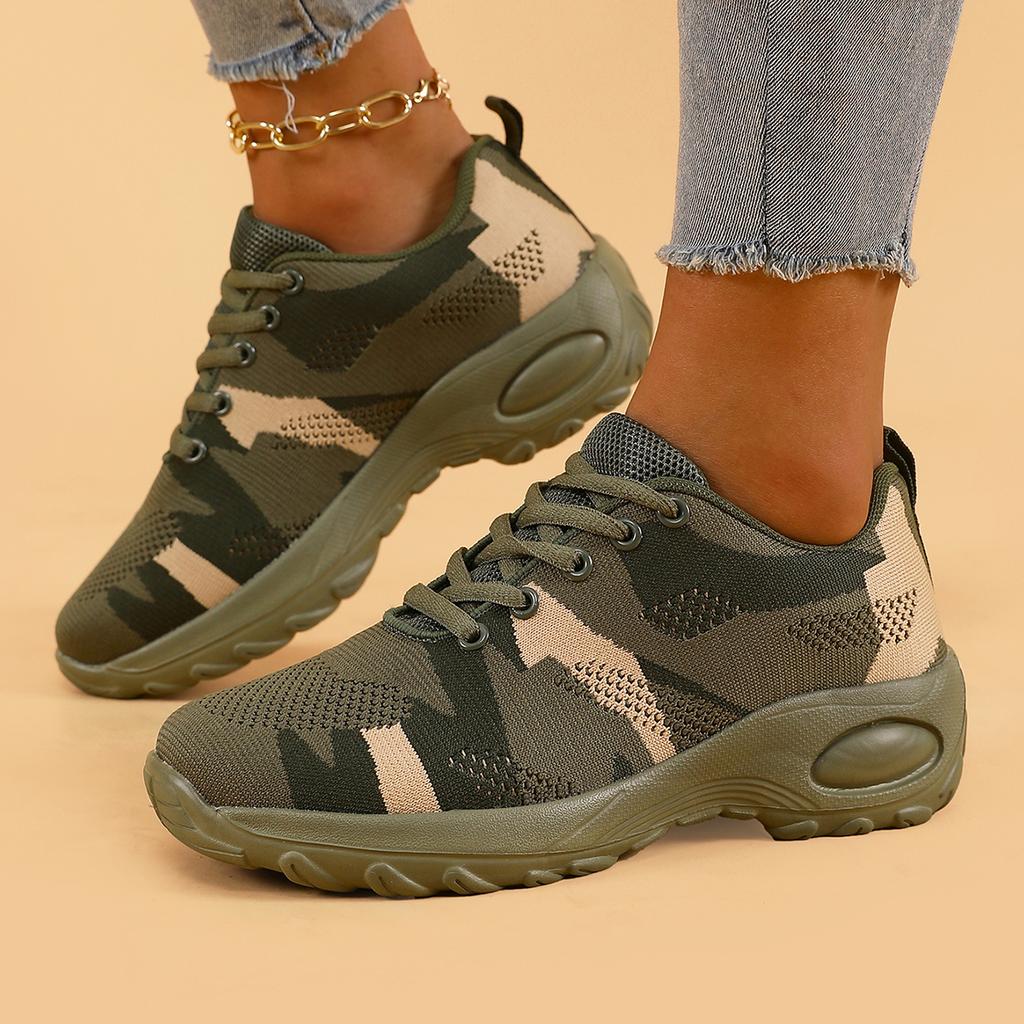 Tai Run Women'S Camouflage Sports Shoes: Low Cut, Lace Up, Breathable Fabric, Eva Sole, Blending North American And European Sty