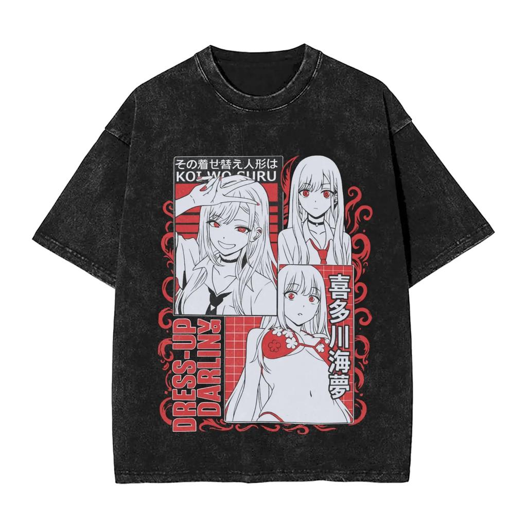 2026 Estate My Dress-Up Darling Marin Kitagawa Stili Multipli Cosplay Maglietta Anime Lavata Harajuku Streetwear Top Oversize a Maniche Corte