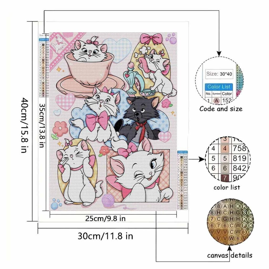 DIY Diamond Painting Lovely Kitten Cross Stitch Kit Mosaic Art Diamond Painting Full Circle Diamond Home Decoration