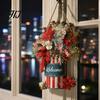 Christmas Housewarming Gift Idea Welcome Sign for Front Door, Rustic Wooden Hanging Ornament, Festival Holiday Wall Decor with Lanyard Home