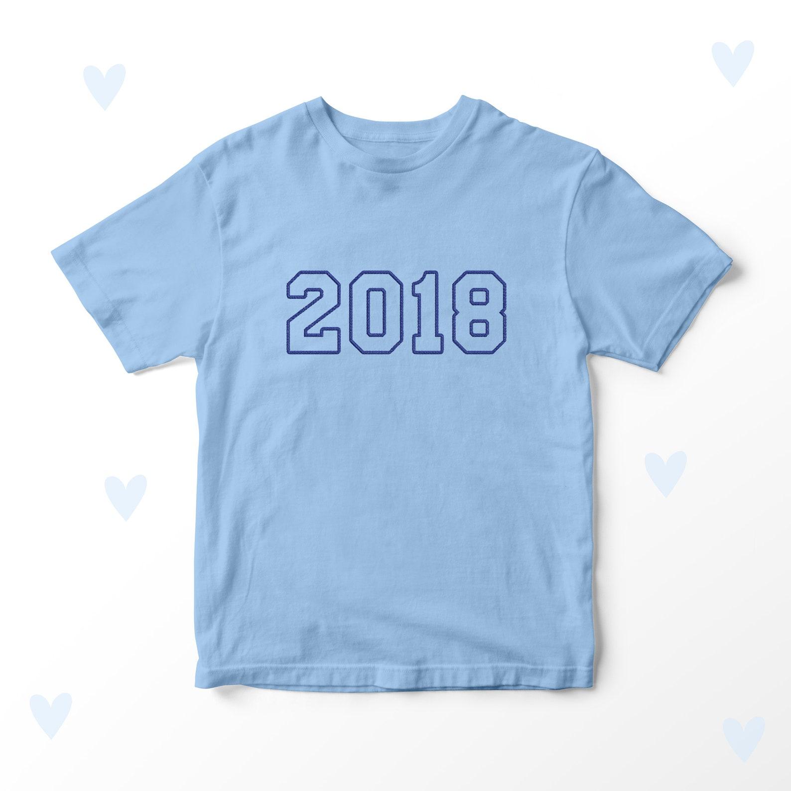 Kids Year Embroidered T-shirt Personalised Boys Girls Birth Year 150
