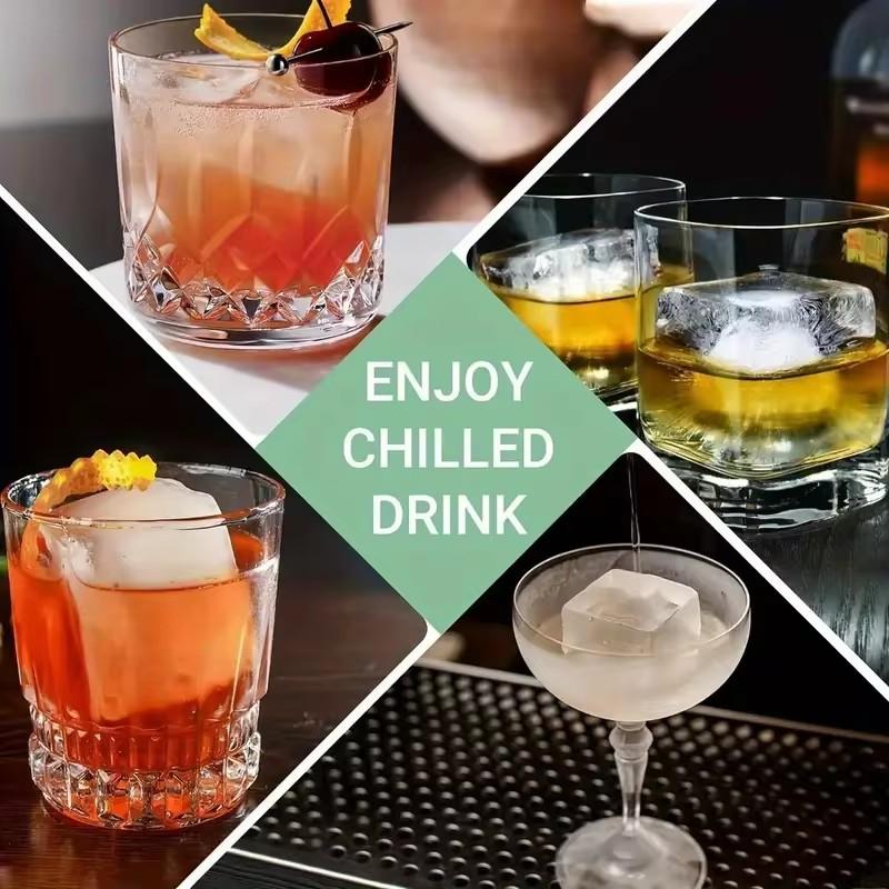 Large Ice Cube Tray For Whiskey Big Square Ice Cube Maker For Cocktail 8 Grids Silicone Ice Cube Trays Tools Kitchen Accessories