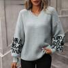 Moda dame ocazional imprimeu culoare solidă toamnă iarnă cu mânecă lungă cu gâtul O pulovere largi