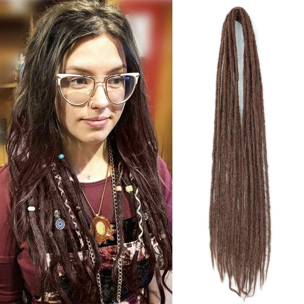 Synthetic 24 Inch Dreadlocks Extensions Dreads Locs Crochet Hair for Women 20 Strands Handmade Soft Locs Braids Double Ended