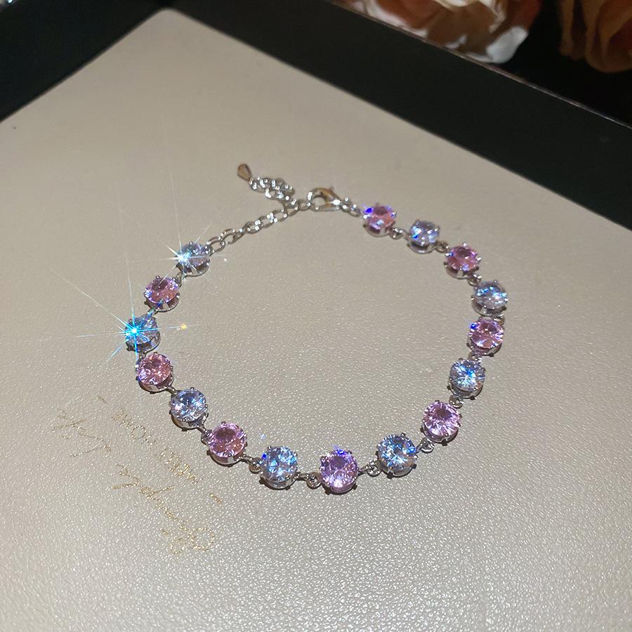 Europe and the United States Hot-selling Color Oval Love Zircon Bracelet Light Luxury Bracelet Personalized Jewelry Women