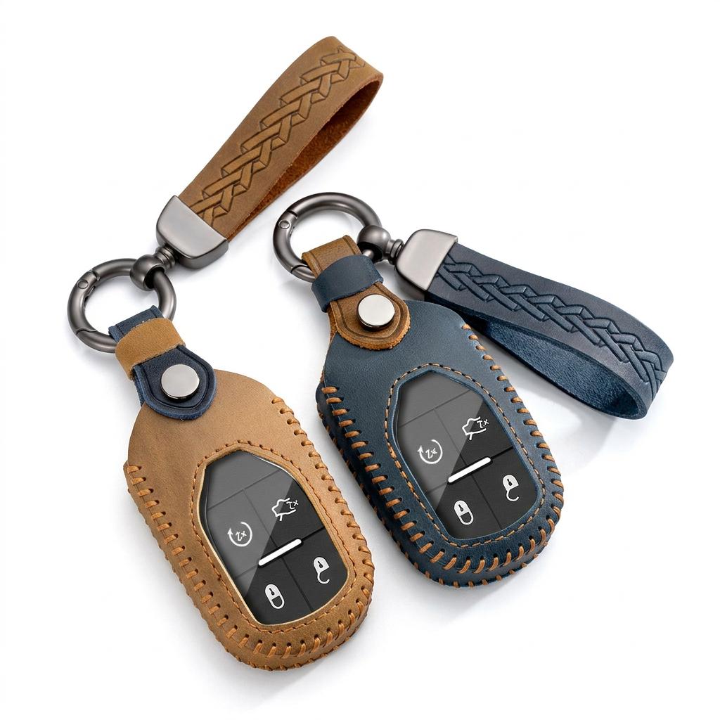 Leather Car Key Fob Cover for Maserati Ghibli Levante Quattroporte GranTurismo MC20 GranCabrio Remote Key Protector Anti-scratch
