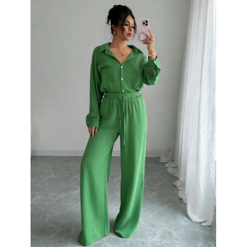 Spring Fashion Plus-Size Women's Two-Piece Set: Linen-Style Shirt & High-Waisted Loose Pants