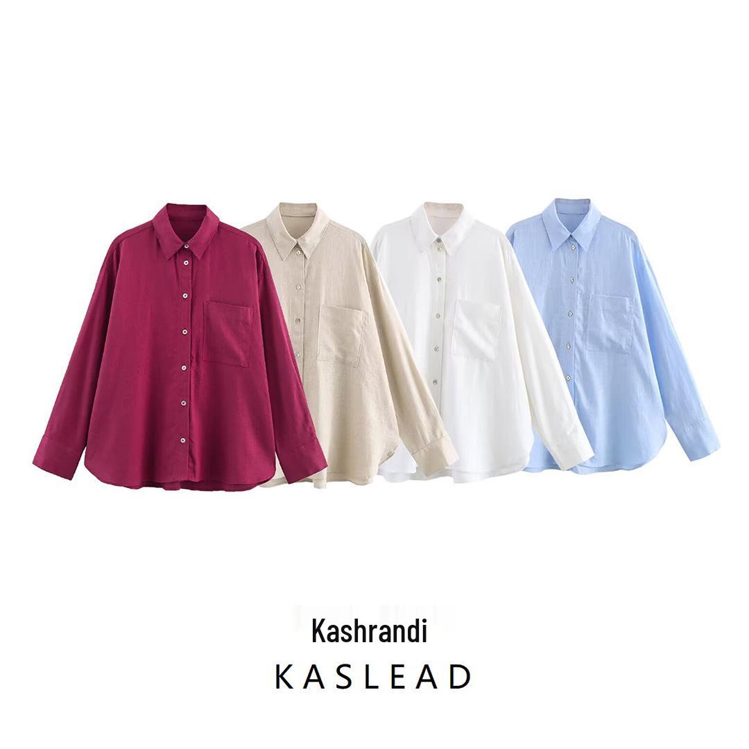 

2025 Spring Women s European & American Fashion Long Sleeve Lapel Shirt - Loose Fit Small